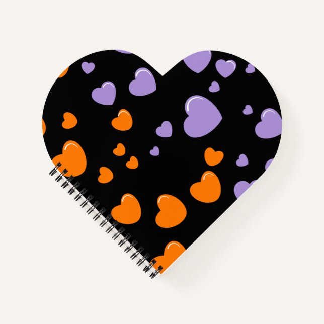 orange und violette Herzen Punkte Notizbuch (Vorderseite)
