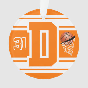Orange und Weiß Basketball Buchstaben & Anzahl Ornament