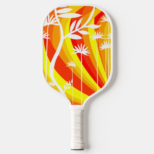 Orange und Weiß Botanisch Pickleball Schläger (Vorderseite)