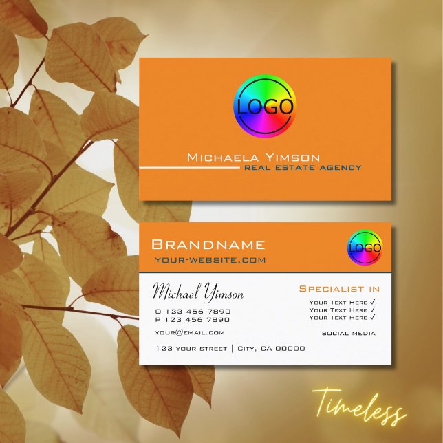 Orange und Weiß einfach mit Beruflichen Logos Visitenkarte (Von Creator hochgeladen)