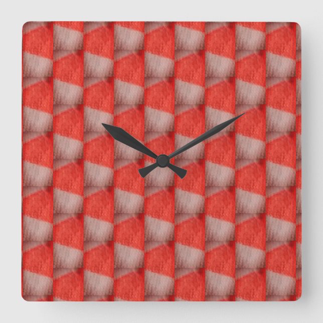 orange und weiß kariert quadratische wanduhr (Vorderseite)