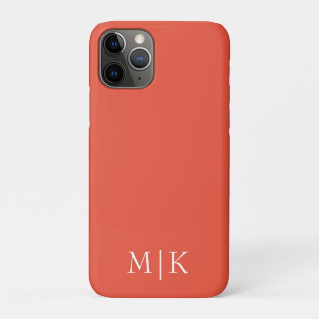 Orange und Weiß | Modernes Monogramm Case-Mate iPhone Hülle (Rückseite)