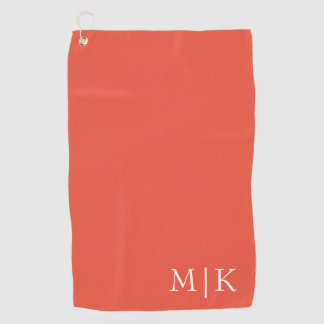 Orange und Weiß | Modernes Monogramm Golfhandtuch