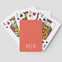 Orange und Weiß | Modernes Monogramm Spielkarten