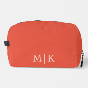 Orange und Weiß Modernes Monogramm Waschbeutel