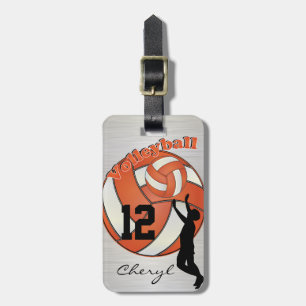 Orange und Weiß Sporty Volleyball Gepäckanhänger