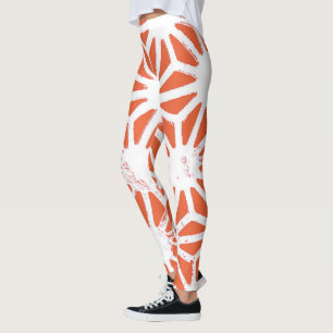 Orange und weiße geometrische Muster Leggings