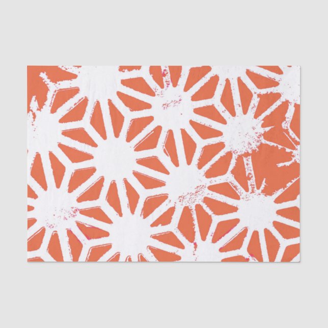 Orange und weiße geometrische Muster Seidenpapier (Vorderseite)