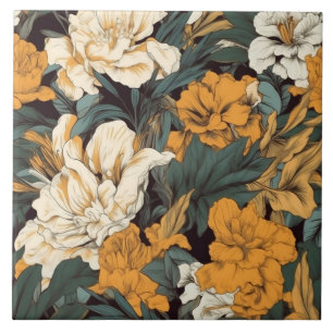 Orange und weiße hübsche Blumen Fliese
