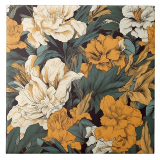 Orange und weiße hübsche Blüten Fliese