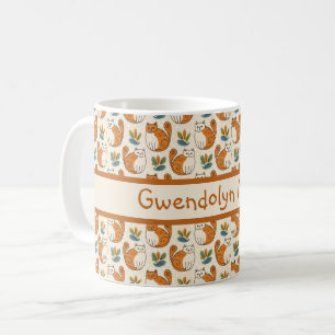 Orange und weiße Katzen Naive Kunst Stil Farbblock Kaffeetasse