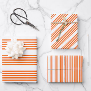 Orange und weiße Streifen Geschenkpapier Set