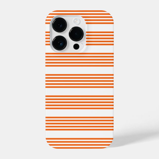 Orange und weiße Streifen iPhone 14 Pro Hülle (Rückseite)
