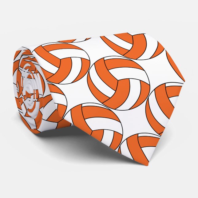 Orange- und Weiße Volleyball-🏐 Krawatte (Gerollt)