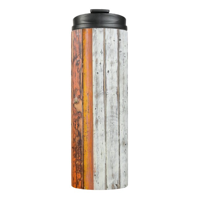 Orange und weiße Wandfarbe Thermosbecher (Vorderseite)