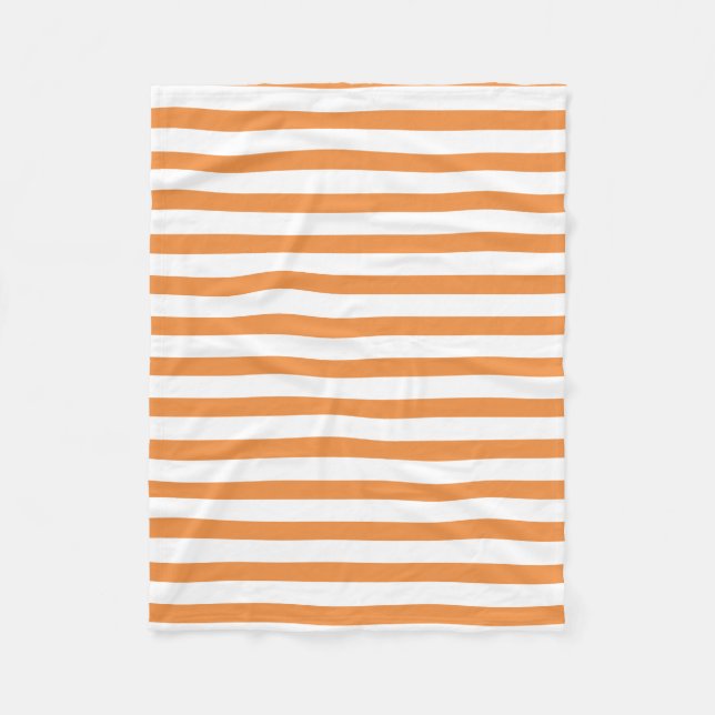 Orange und weißer horizontaler Streifen Fleecedecke (Vorderseite)