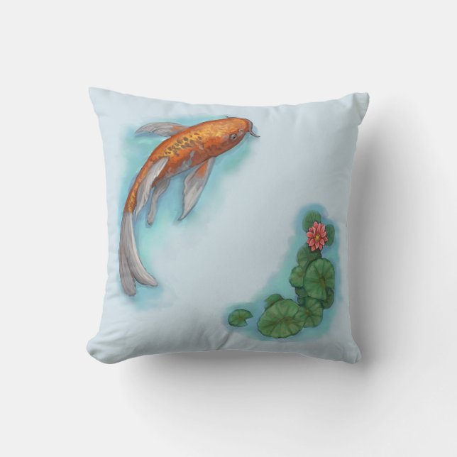 Orange und Weißer Koi Kissen (Vorderseite)