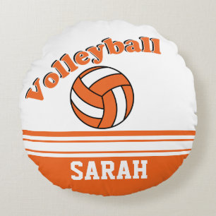 Orange und weißer Volleyball   personifizieren Rundes Kissen