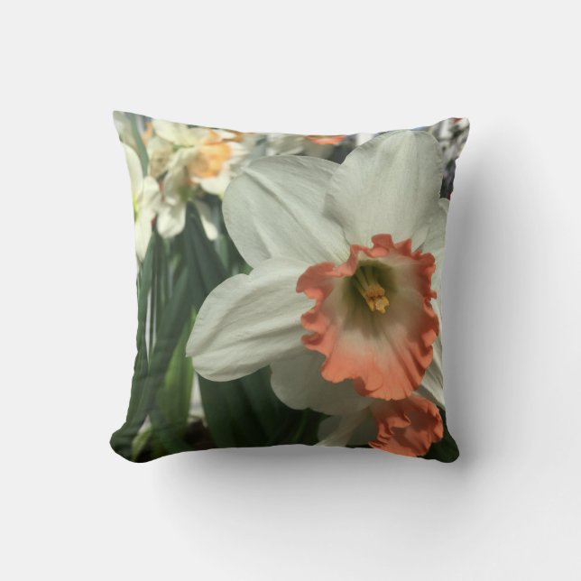 Orange und weißes Blumen-Kissen Kissen (Vorderseite)