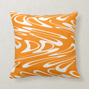 Orange und weißes Retro Muster Kissen
