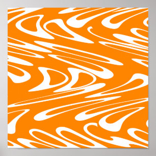 Orange und weißes Retro Muster Poster