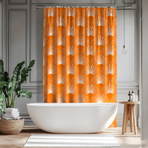 Orange und White Art Deco Muster Duschvorhang