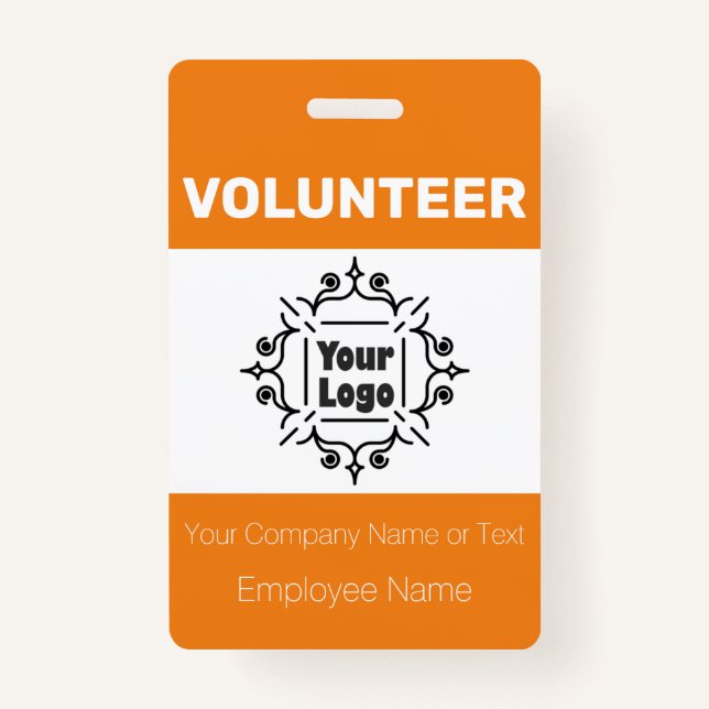Orange und White Custom Logo Freiwillige Worker-ID Ausweis (Vorderseite)