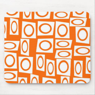Orange und White Fun Circle Square Muster Mousepad