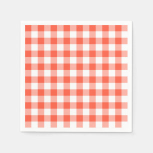 Orange und White Gingham Karo Muster Serviette