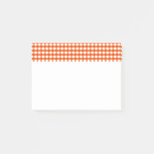 Orange und White Gingham Pattern Post-it Klebezettel