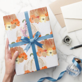 Orange und White Glittery Pumpkins Wrapping Paper Geschenkpapier