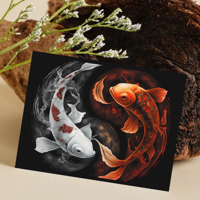 Orange und White Lucky Koi Fisch Japan Kunst Postkarte (Von Creator hochgeladen)