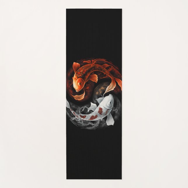 Orange und White Lucky Koi Fisch Japan Kunst Yogamatte (Vorderseite)