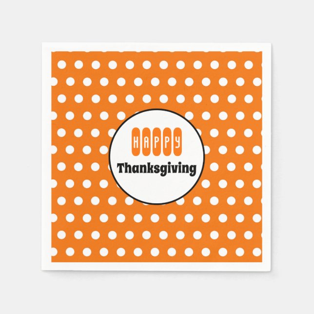 Orange und White Polka Dot Erntedank Napkins Serviette (Vorderseite)