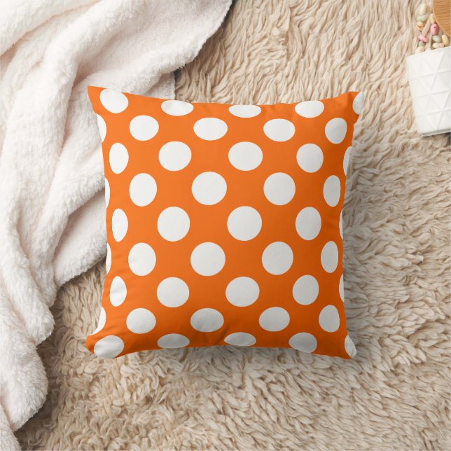 Orange und White Polka Dot Pattern Kissen (Decke)