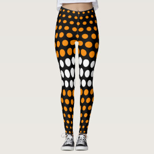 Orange und White Polka Dot Pattern Leggings
