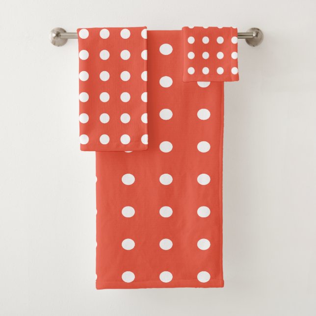 Orange und White Polka Dots Badhandtuch Set (Insitu)