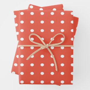 Orange und White Polka Dots Geschenkpapier Set