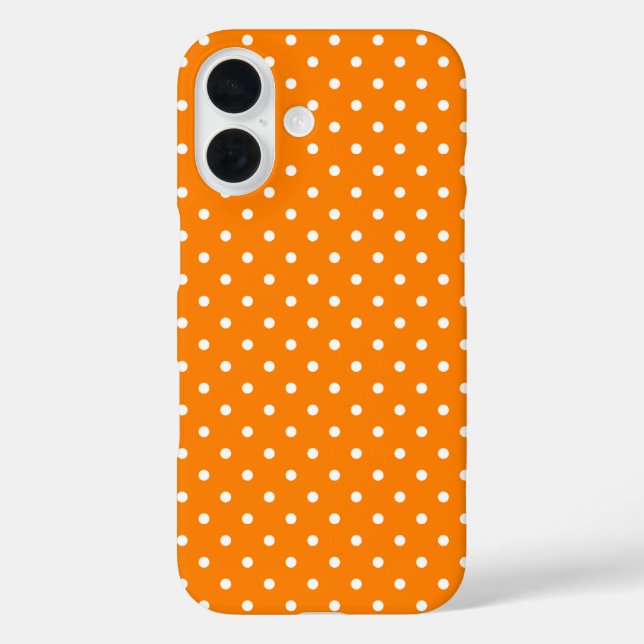 Orange und White Polka Dots iPhone 16 Hülle (Rückseite)