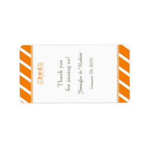 Orange und White Stripe Wedding Lip Balm Label Adressaufkleber