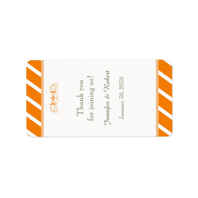 Orange und White Stripe Wedding Lip Balm Label Adressaufkleber (Vorne)