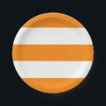 Orange und White Stripes Muster Halloween Pappteller<br><div class="desc">Moderne und stilvolle Teller mit orangefarbenen und weißen Streifen. Diese Teller werden zu Halloween perfekt sein.</div>