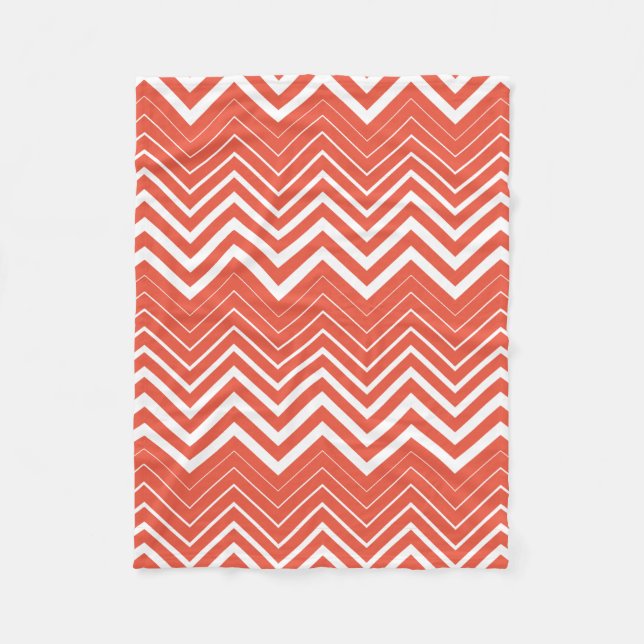 Orange und White Zigzag Zickzack Fleecedecke (Vorderseite)