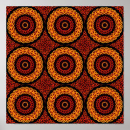 Orange und Yellow Retro Mandala Poster