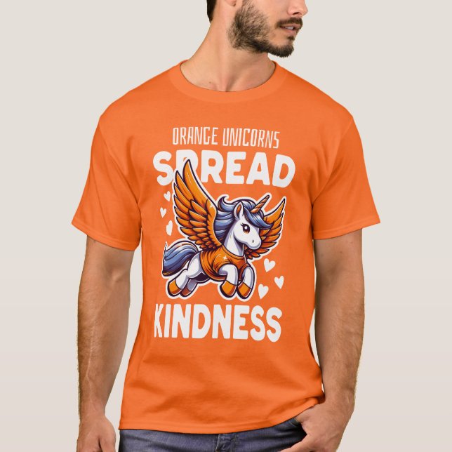 Orange Unicorn Spread Kindness T-Shirt (Vorderseite)