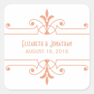Orange v2 Extravagante Ornamental Wedding Stickers