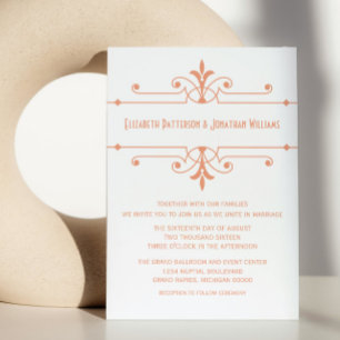 Orange v2 Fancy Mariage Ornemental Invitation