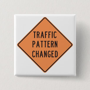 Orange Verkehrsplanänderung Straßenwarnschild Button
