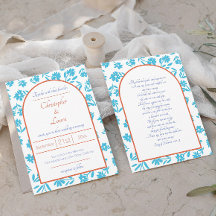 Orange Verona Sunset Blue Flowers Wedding