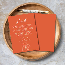 Orange Verona Sunset Floral Wedding Hotel Begleitkarte